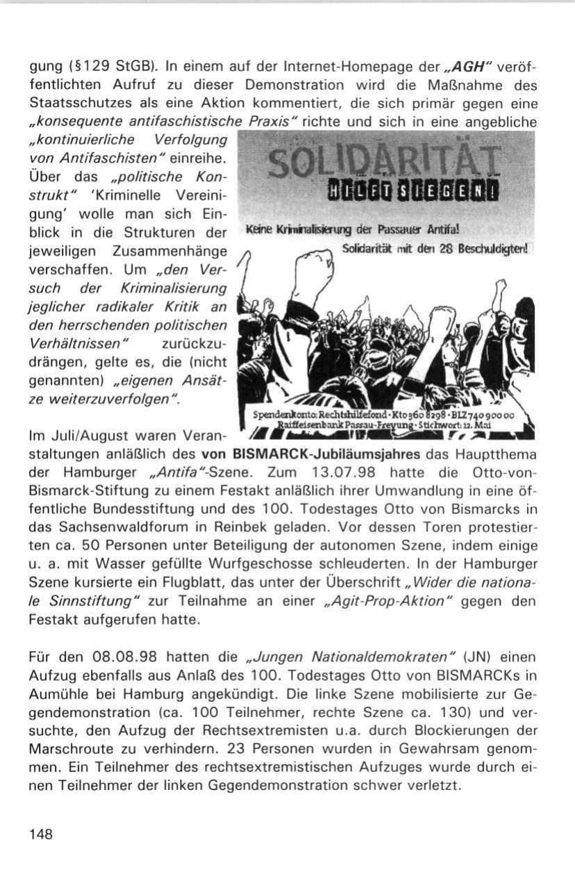 Seite 148 des Verfassungsschutzbericht 1998 Hamburg