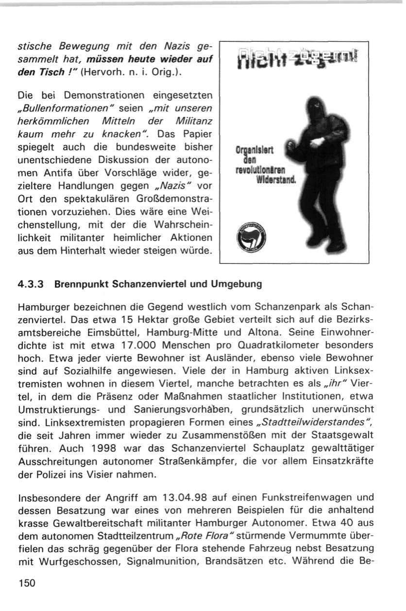 Seite 150 des Verfassungsschutzbericht 1998 Hamburg