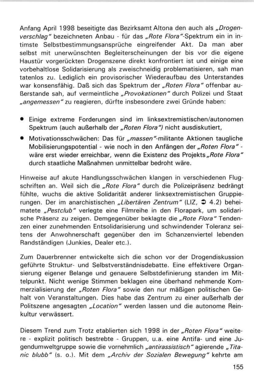Seite 155 des Verfassungsschutzbericht 1998 Hamburg