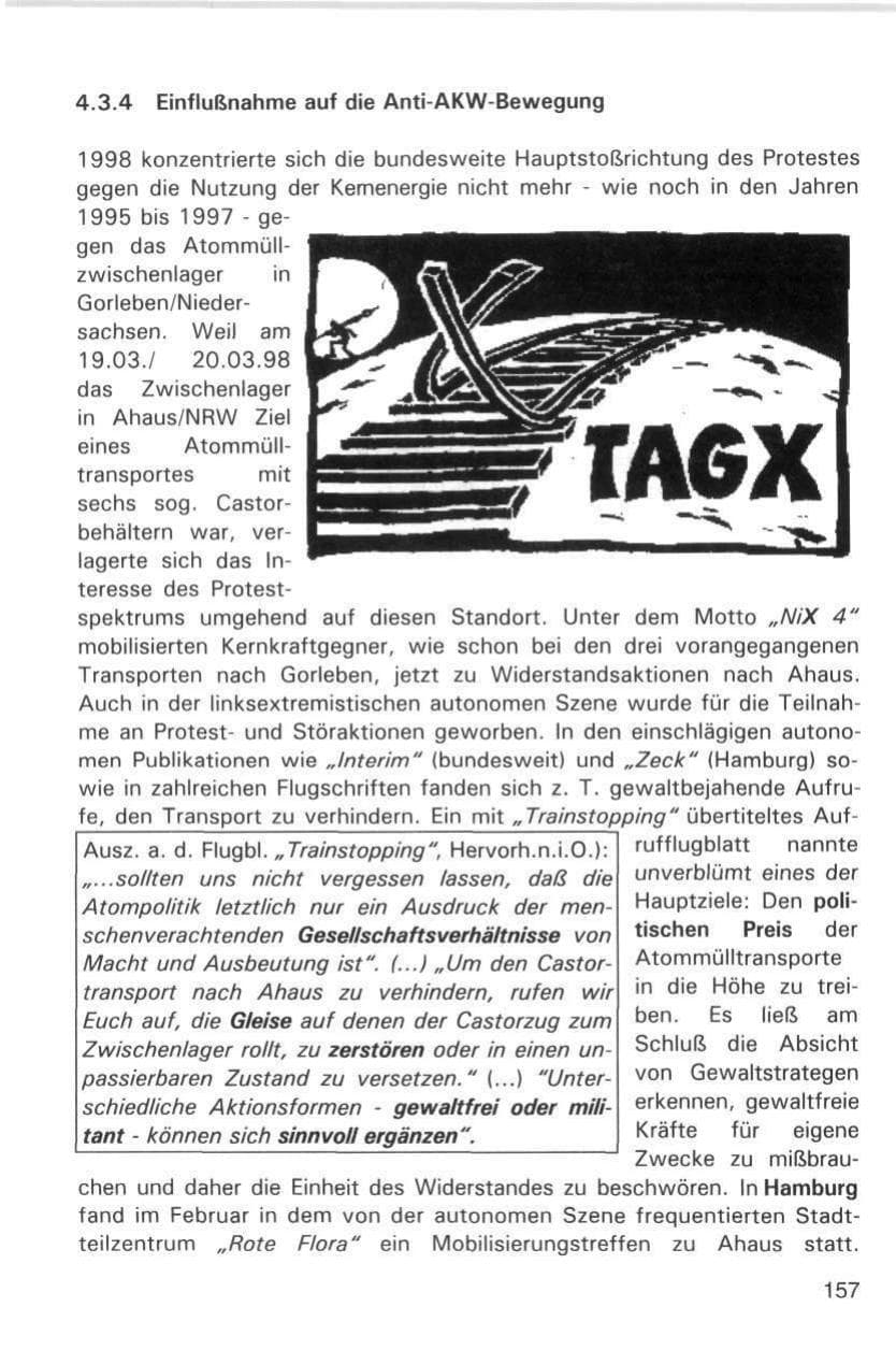 Seite 157 des Verfassungsschutzbericht 1998 Hamburg