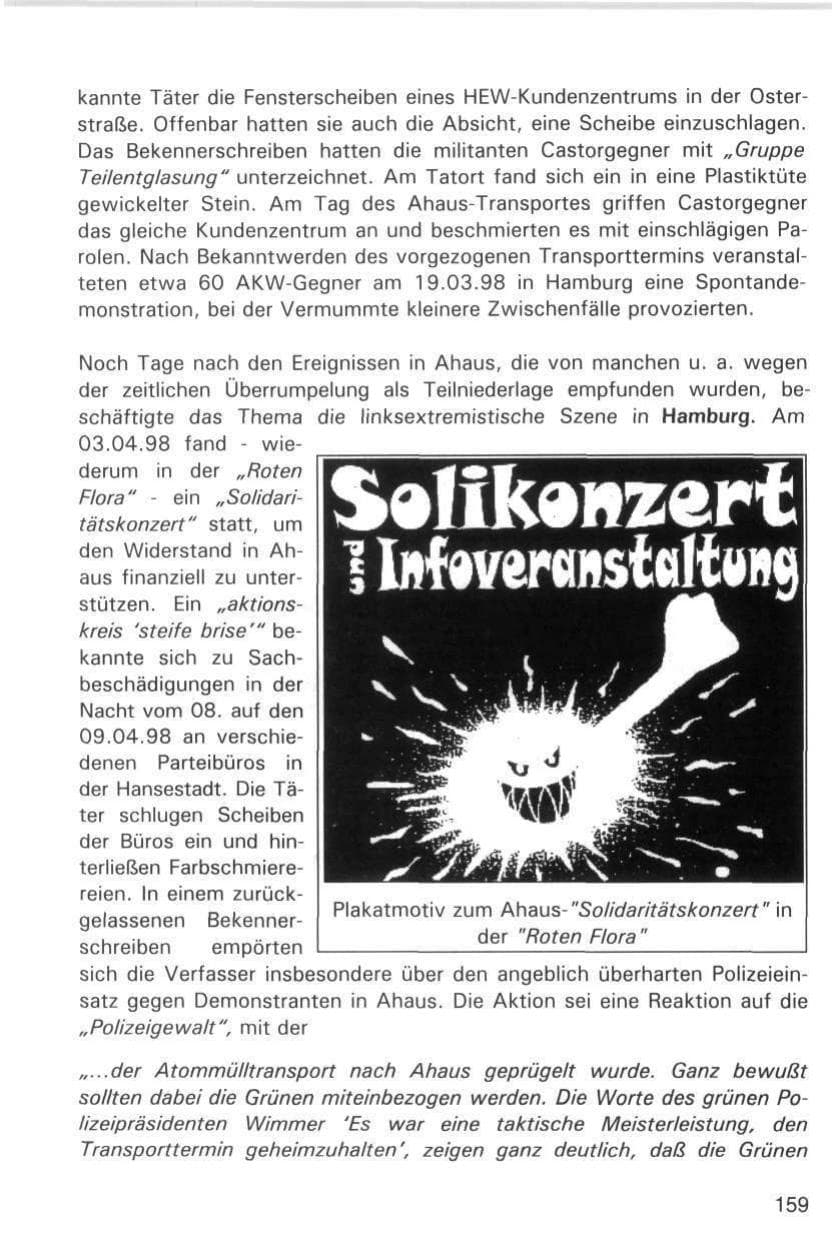 Seite 159 des Verfassungsschutzbericht 1998 Hamburg