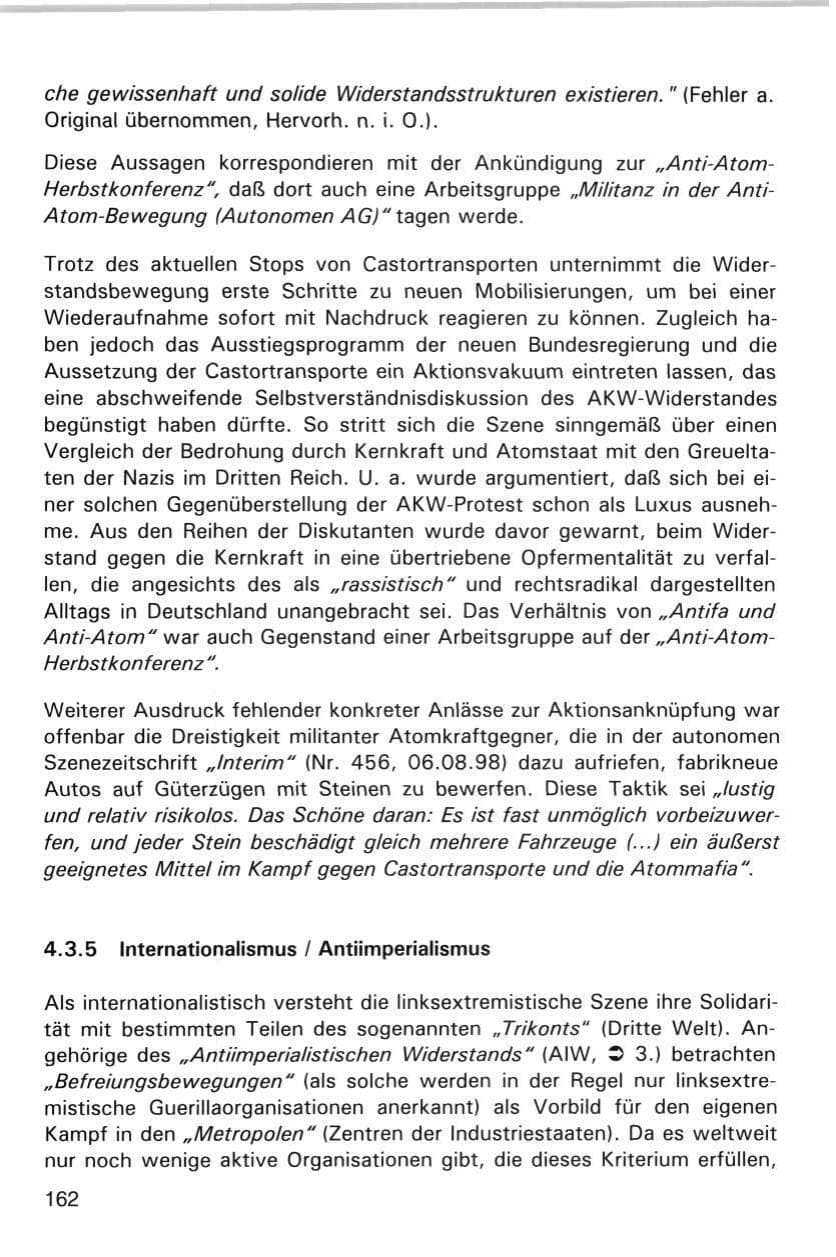 Seite 162 des Verfassungsschutzbericht 1998 Hamburg