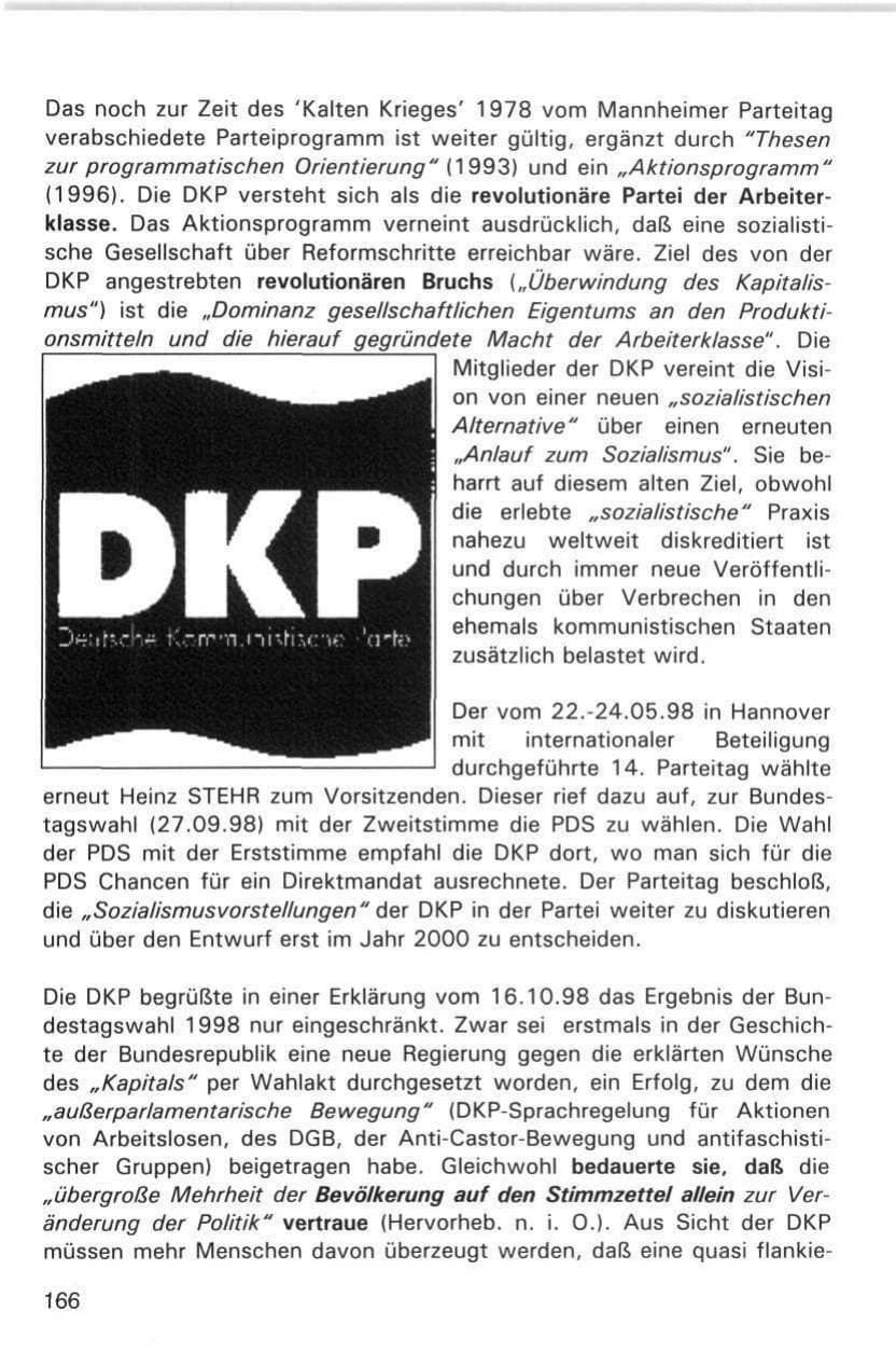 Seite 166 des Verfassungsschutzbericht 1998 Hamburg