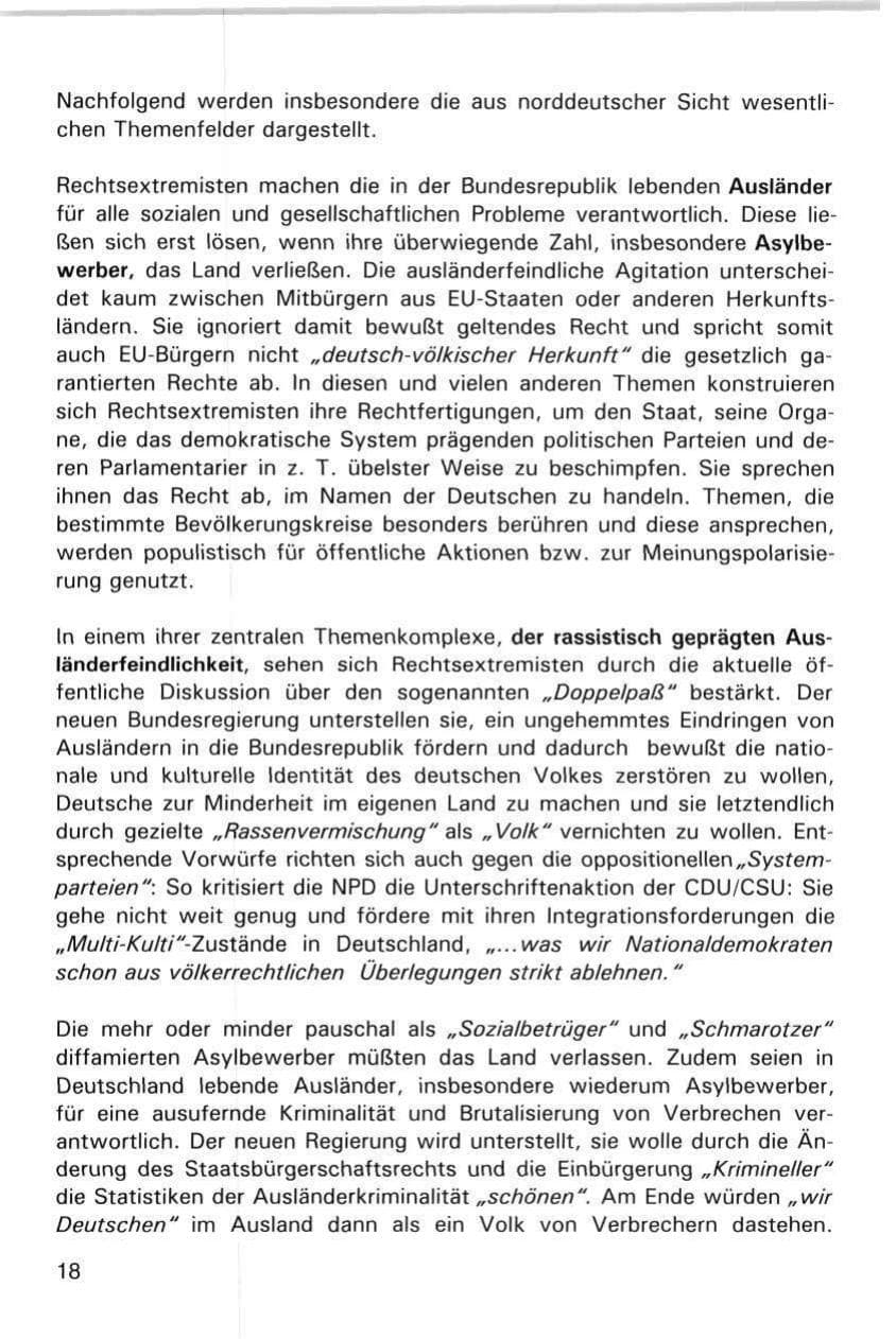 Seite 18 des Verfassungsschutzbericht 1998 Hamburg