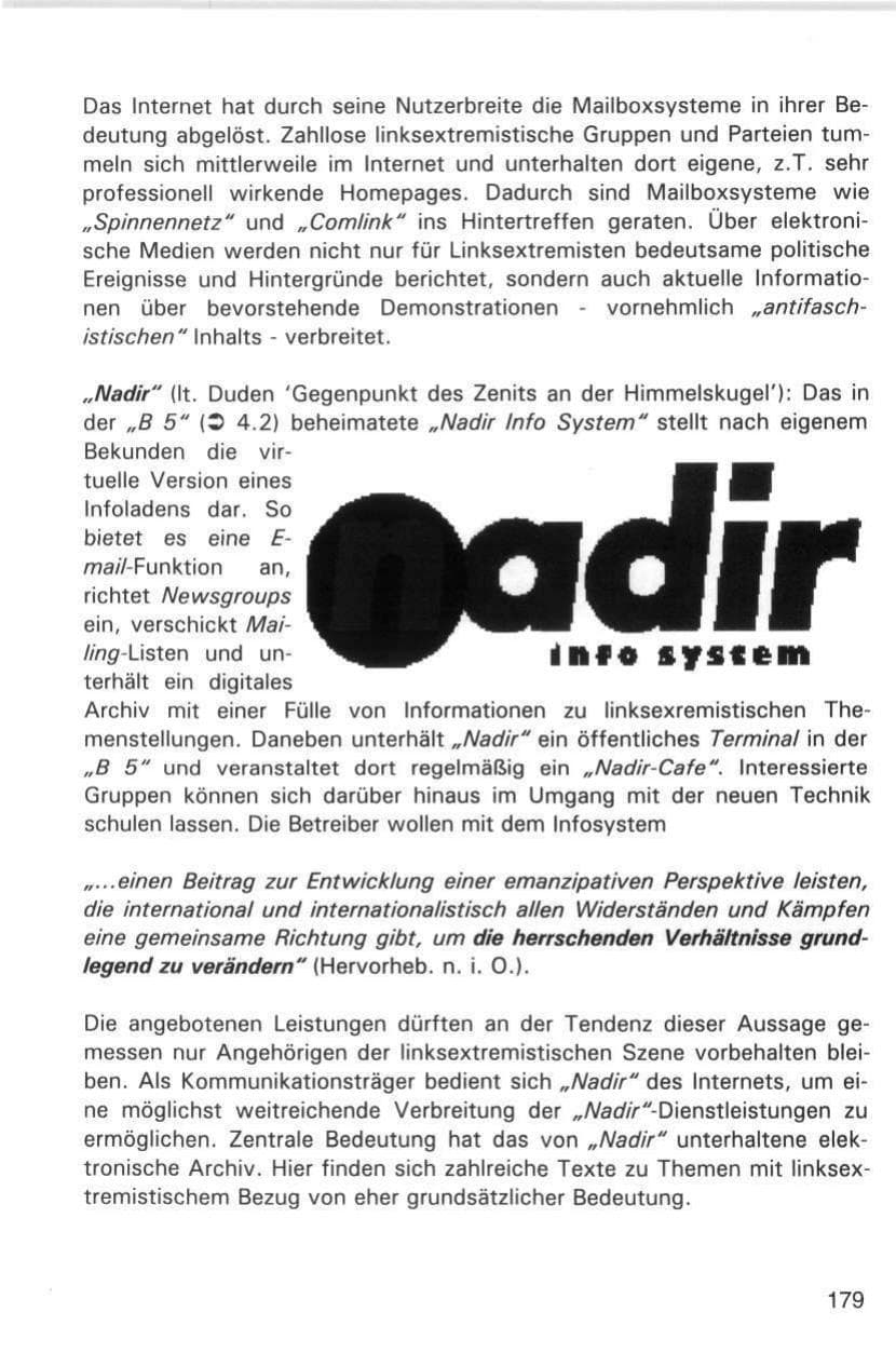 Seite 179 des Verfassungsschutzbericht 1998 Hamburg
