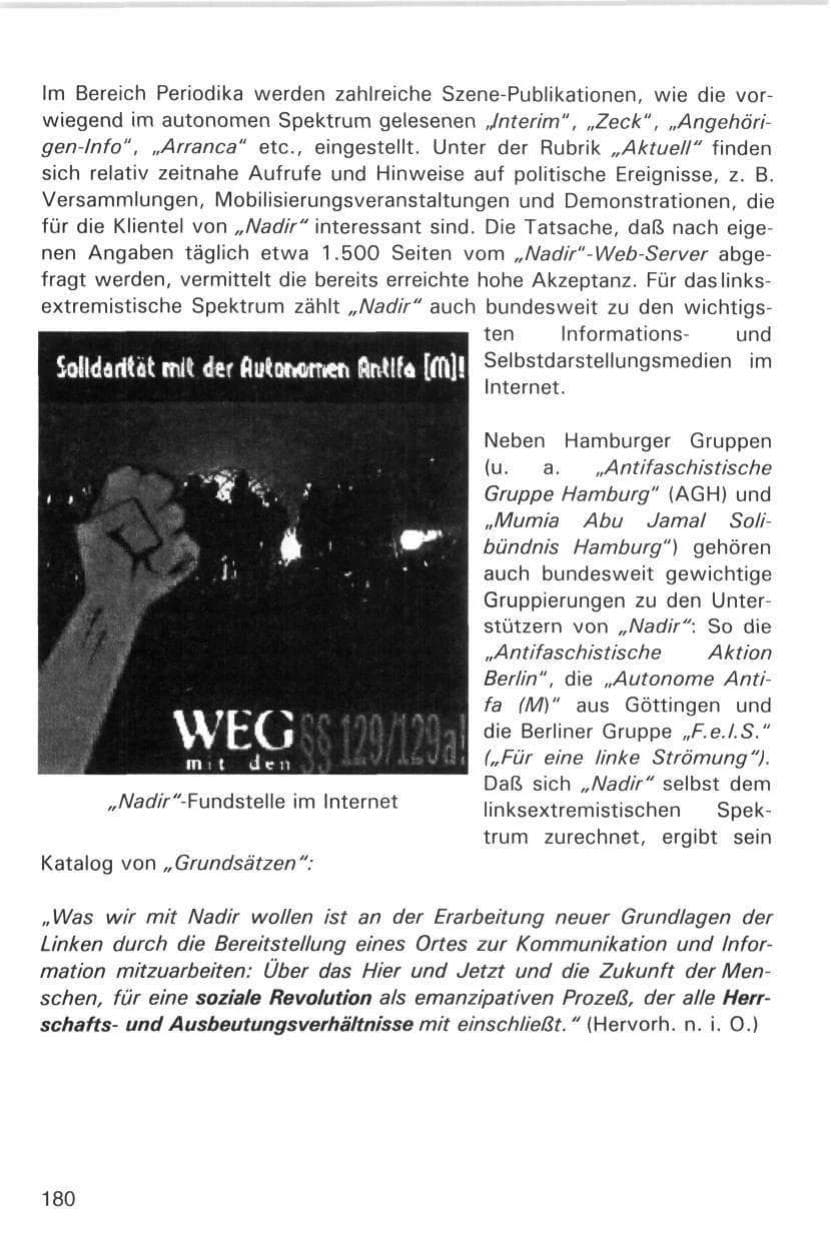 Seite 180 des Verfassungsschutzbericht 1998 Hamburg