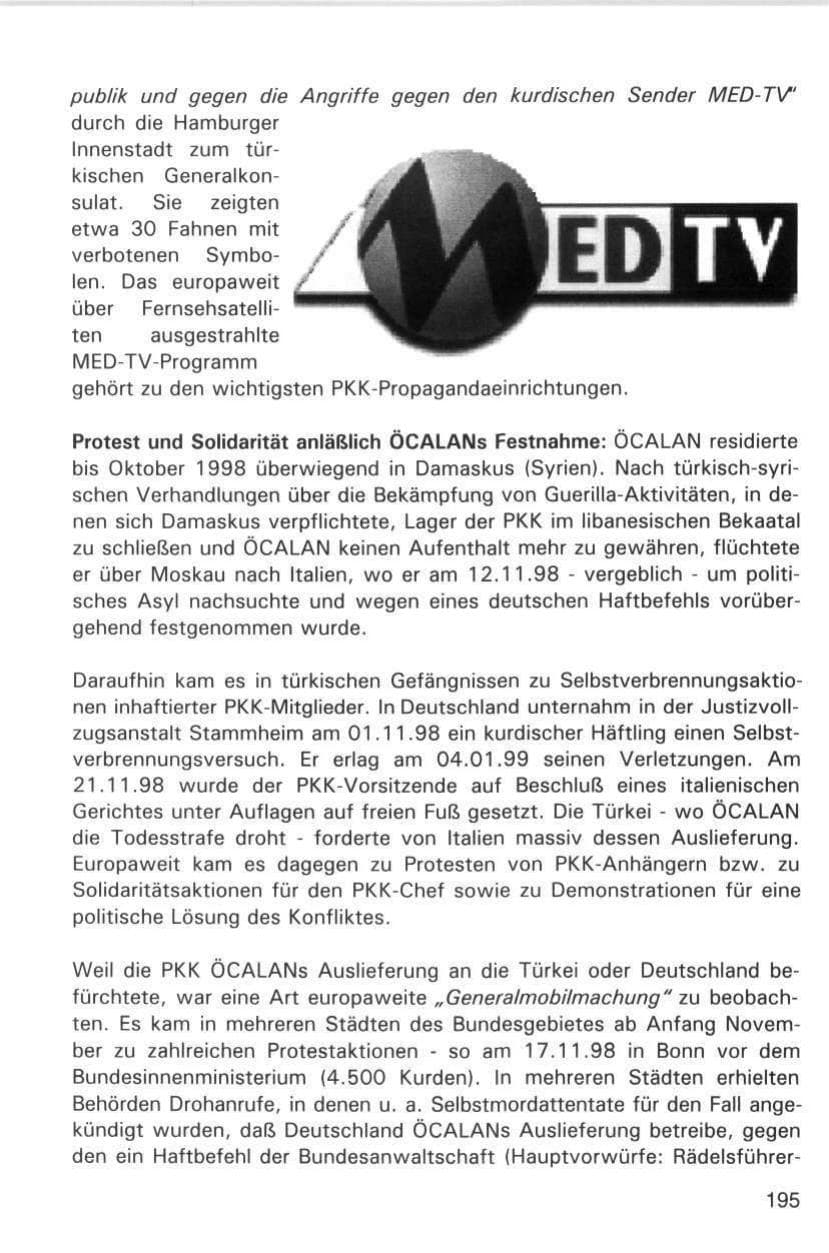 Seite 195 des Verfassungsschutzbericht 1998 Hamburg