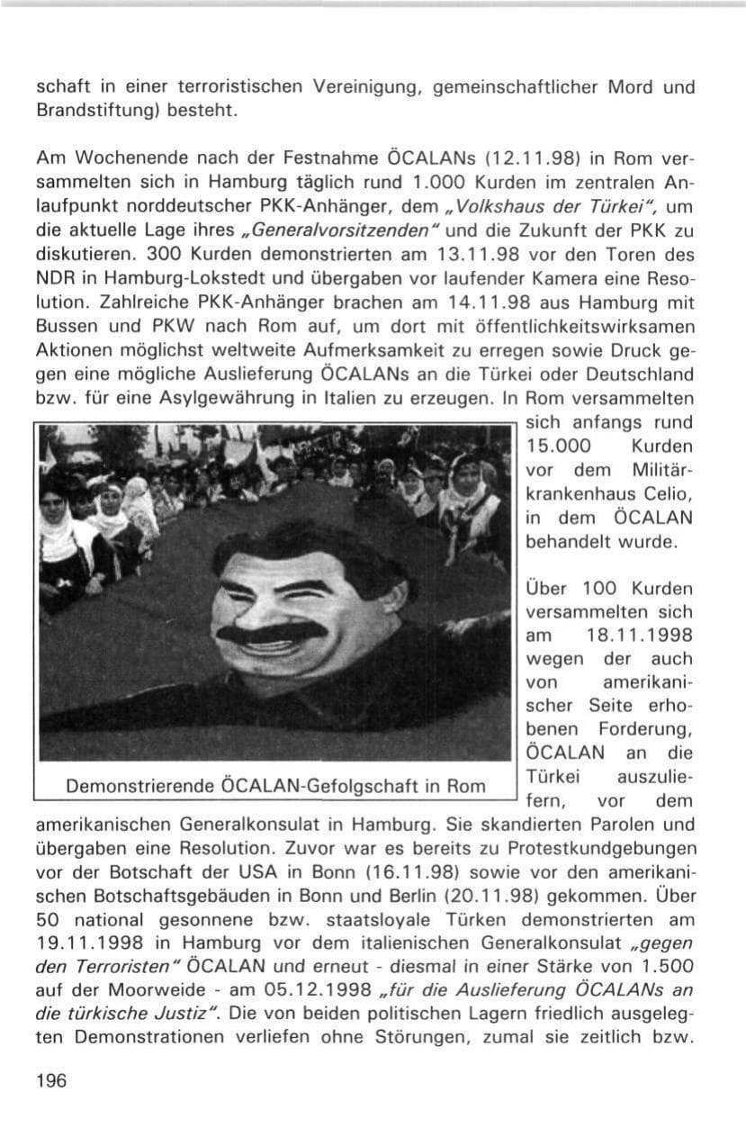 Seite 196 des Verfassungsschutzbericht 1998 Hamburg