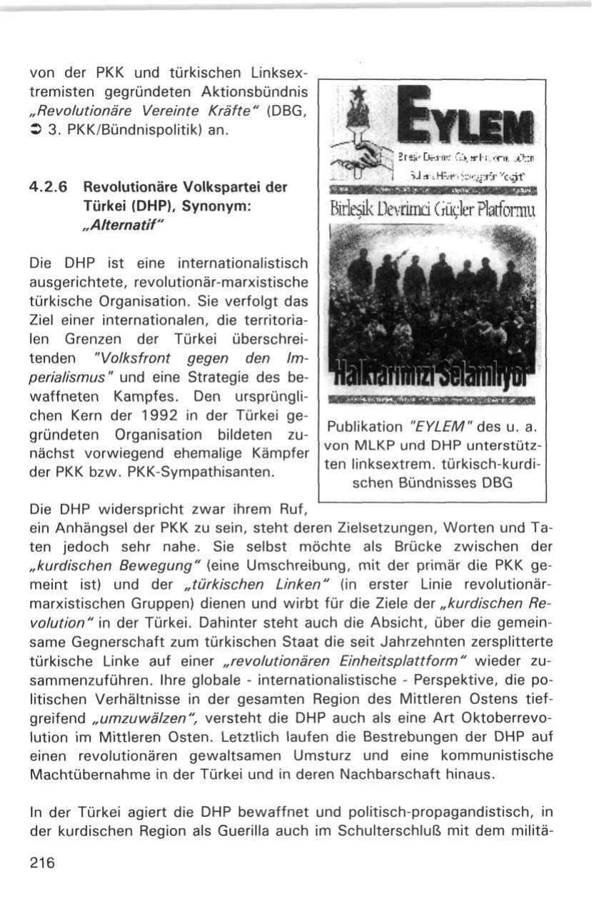 Seite 216 des Verfassungsschutzbericht 1998 Hamburg