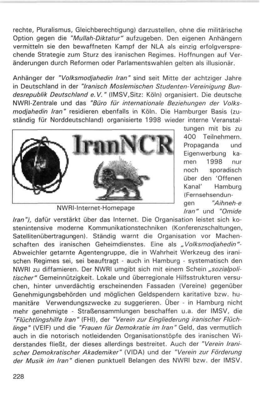 Seite 228 des Verfassungsschutzbericht 1998 Hamburg