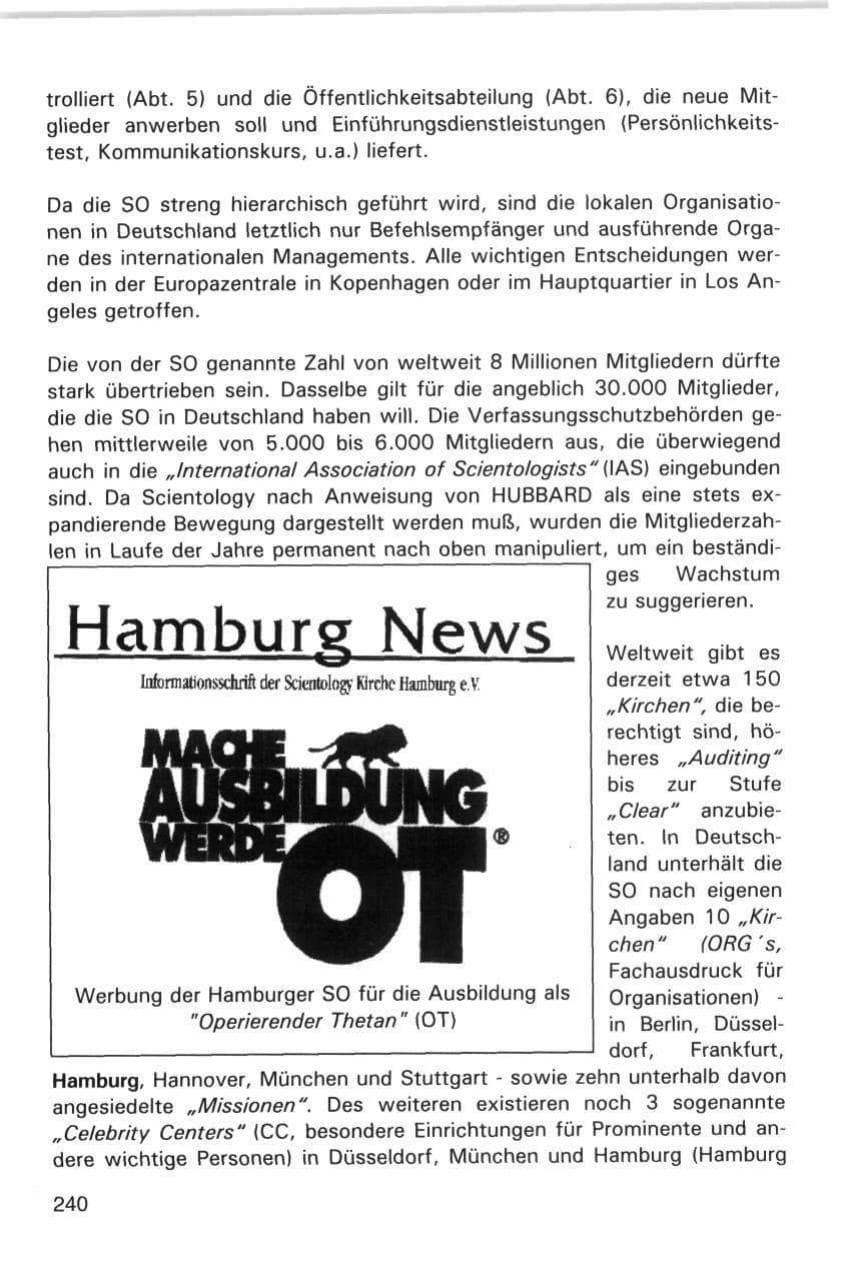 Seite 240 des Verfassungsschutzbericht 1998 Hamburg