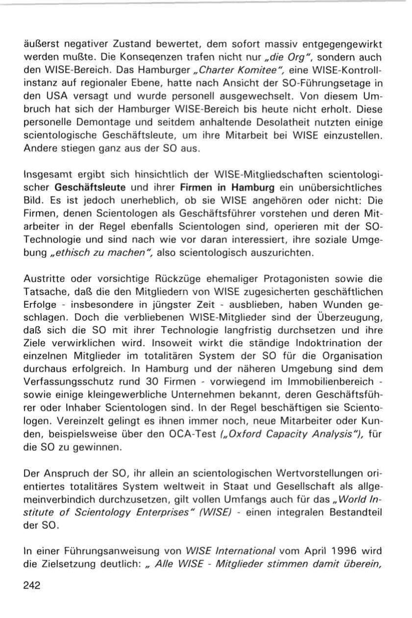 Seite 242 des Verfassungsschutzbericht 1998 Hamburg