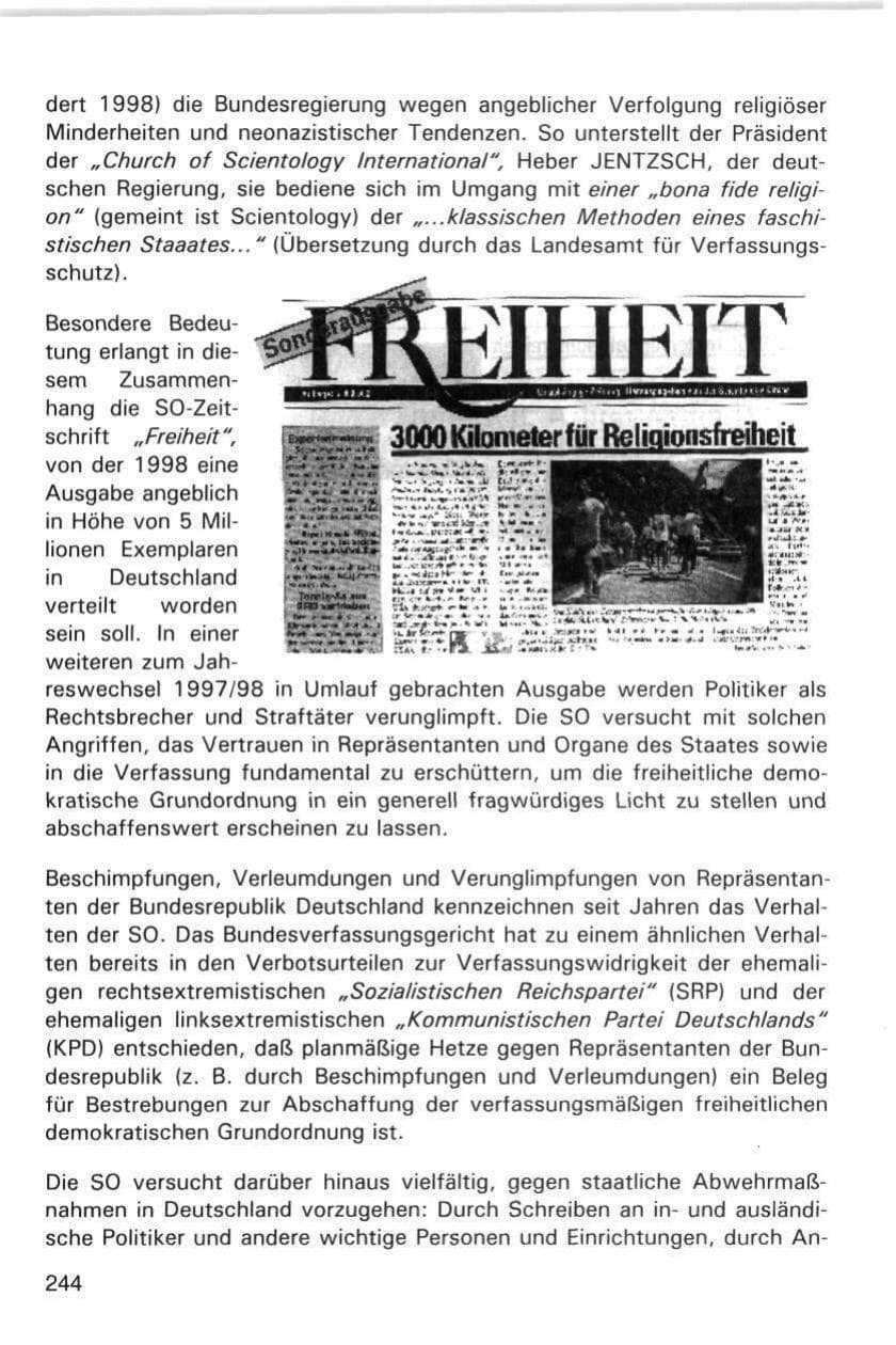 Seite 244 des Verfassungsschutzbericht 1998 Hamburg