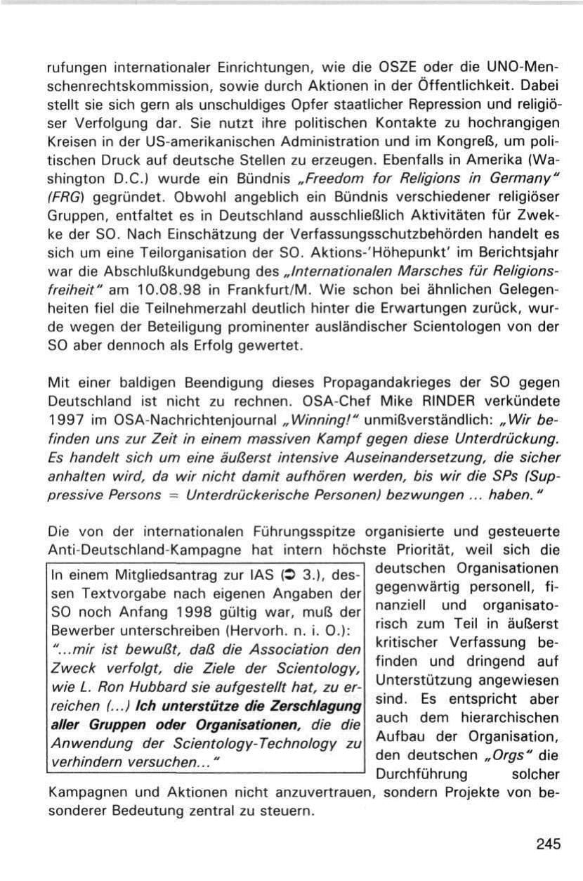 Seite 245 des Verfassungsschutzbericht 1998 Hamburg