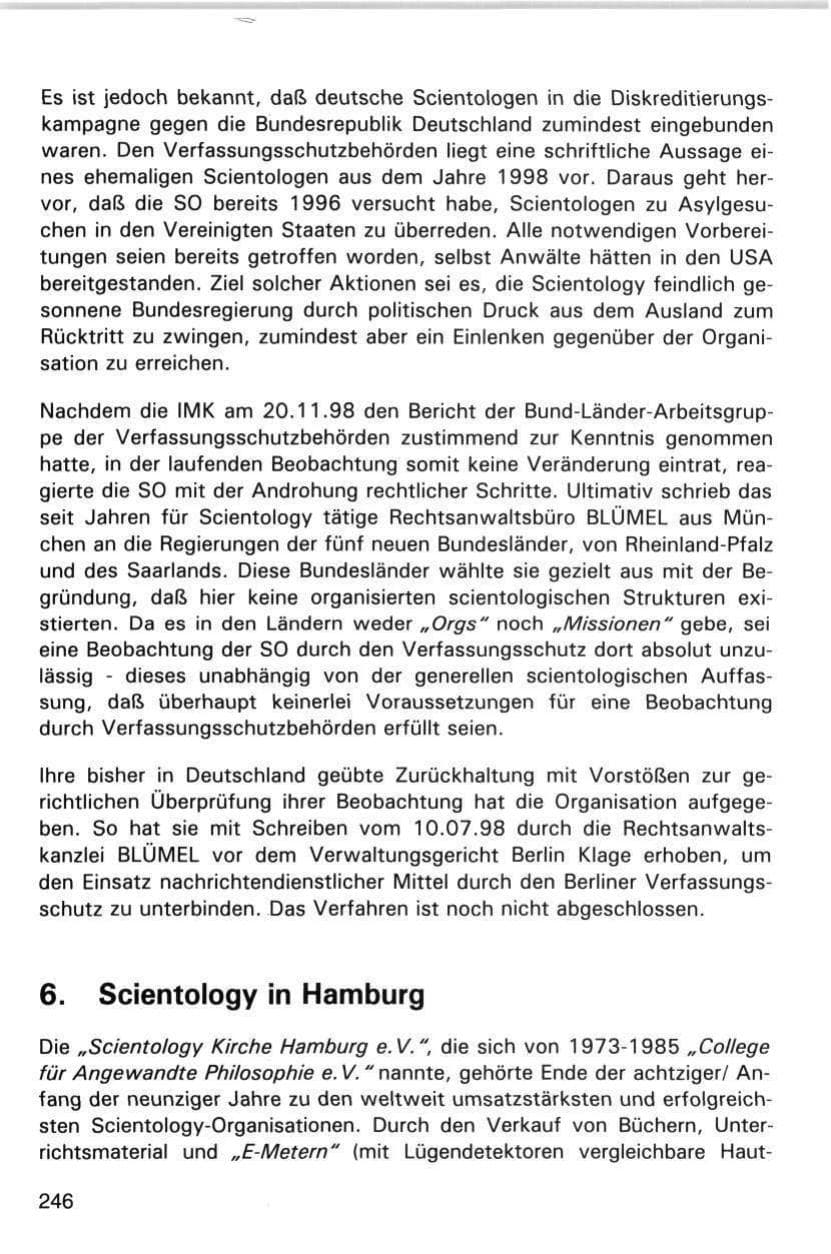 Seite 246 des Verfassungsschutzbericht 1998 Hamburg