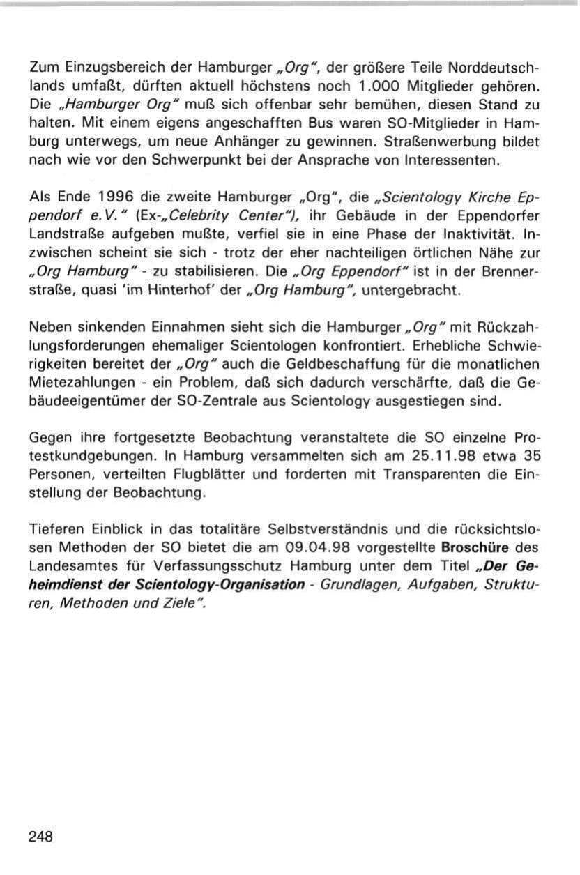 Seite 248 des Verfassungsschutzbericht 1998 Hamburg