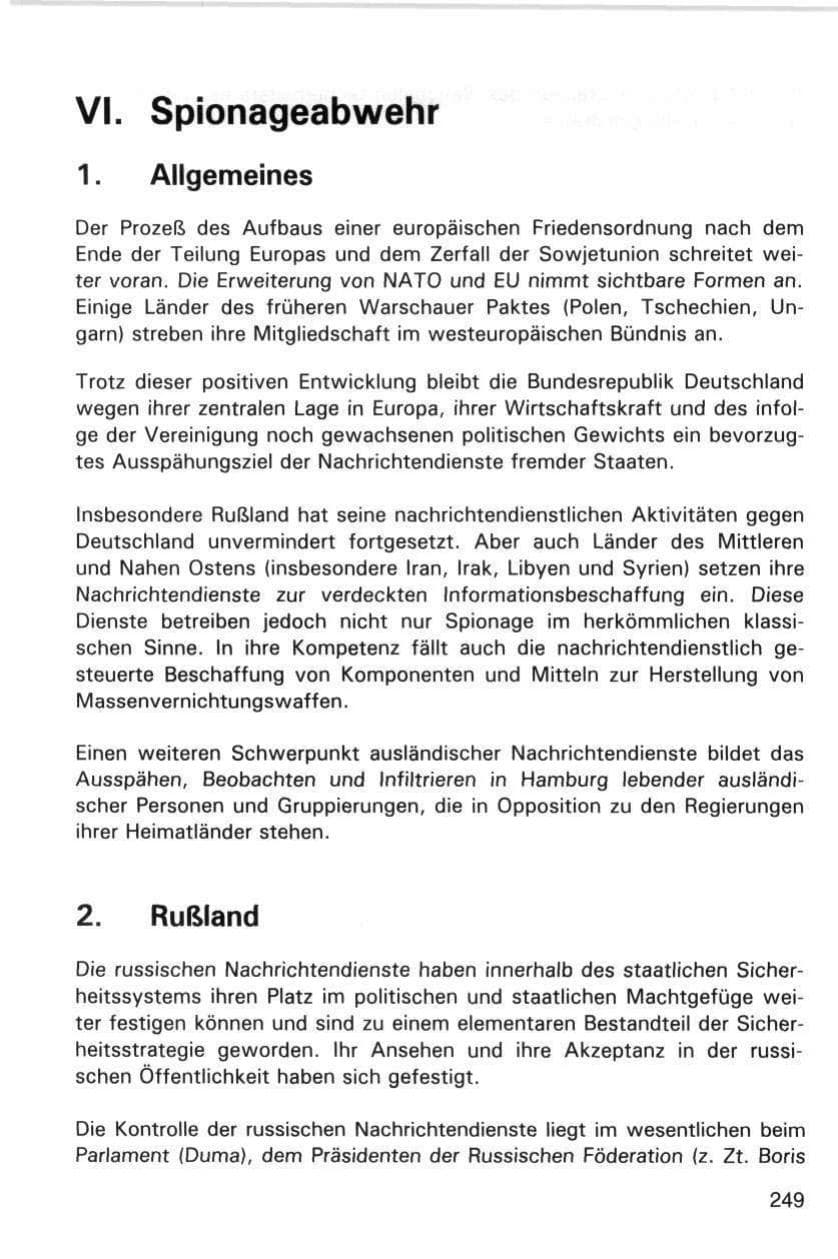 Seite 249 des Verfassungsschutzbericht 1998 Hamburg