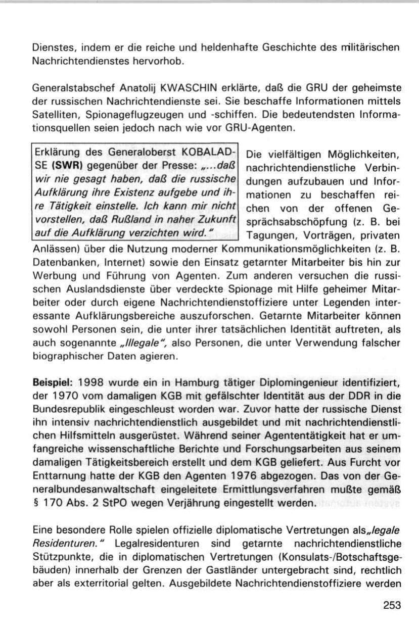 Seite 253 des Verfassungsschutzbericht 1998 Hamburg