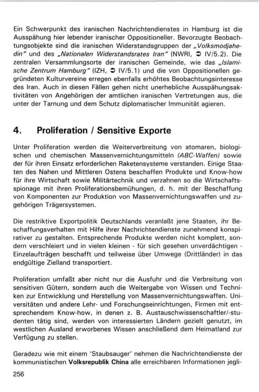Seite 256 des Verfassungsschutzbericht 1998 Hamburg