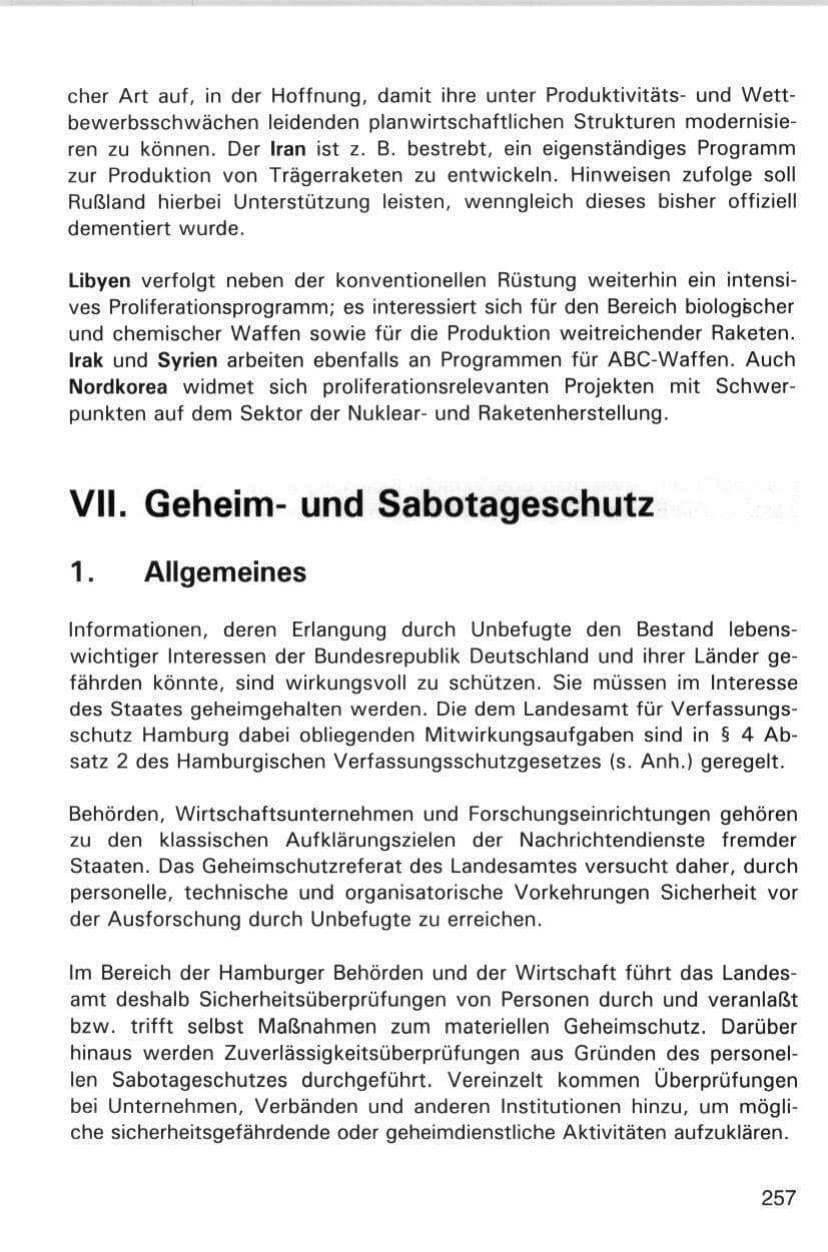 Seite 257 des Verfassungsschutzbericht 1998 Hamburg