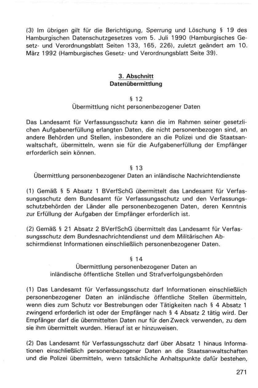 Seite 271 des Verfassungsschutzbericht 1998 Hamburg