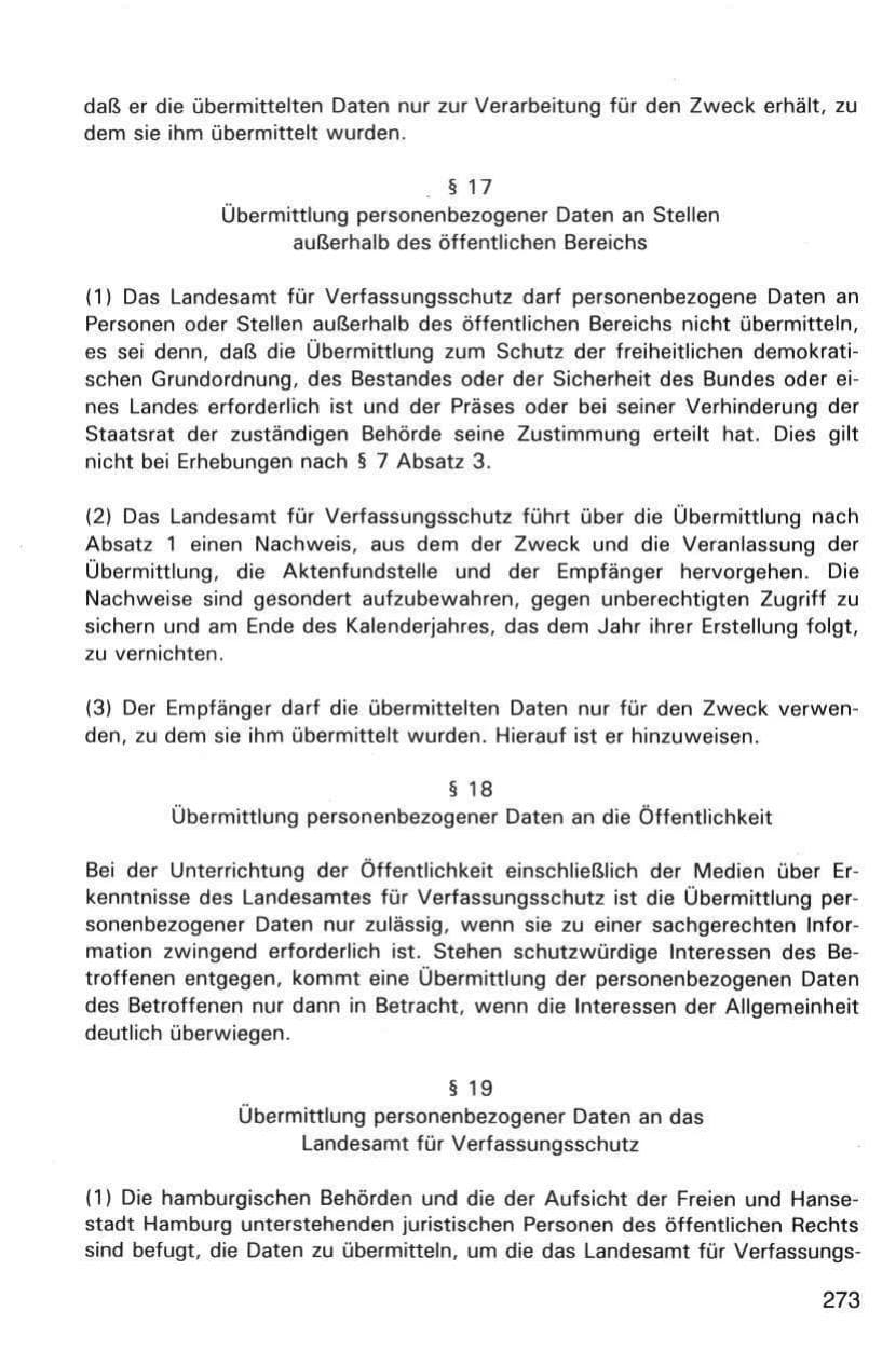 Seite 273 des Verfassungsschutzbericht 1998 Hamburg