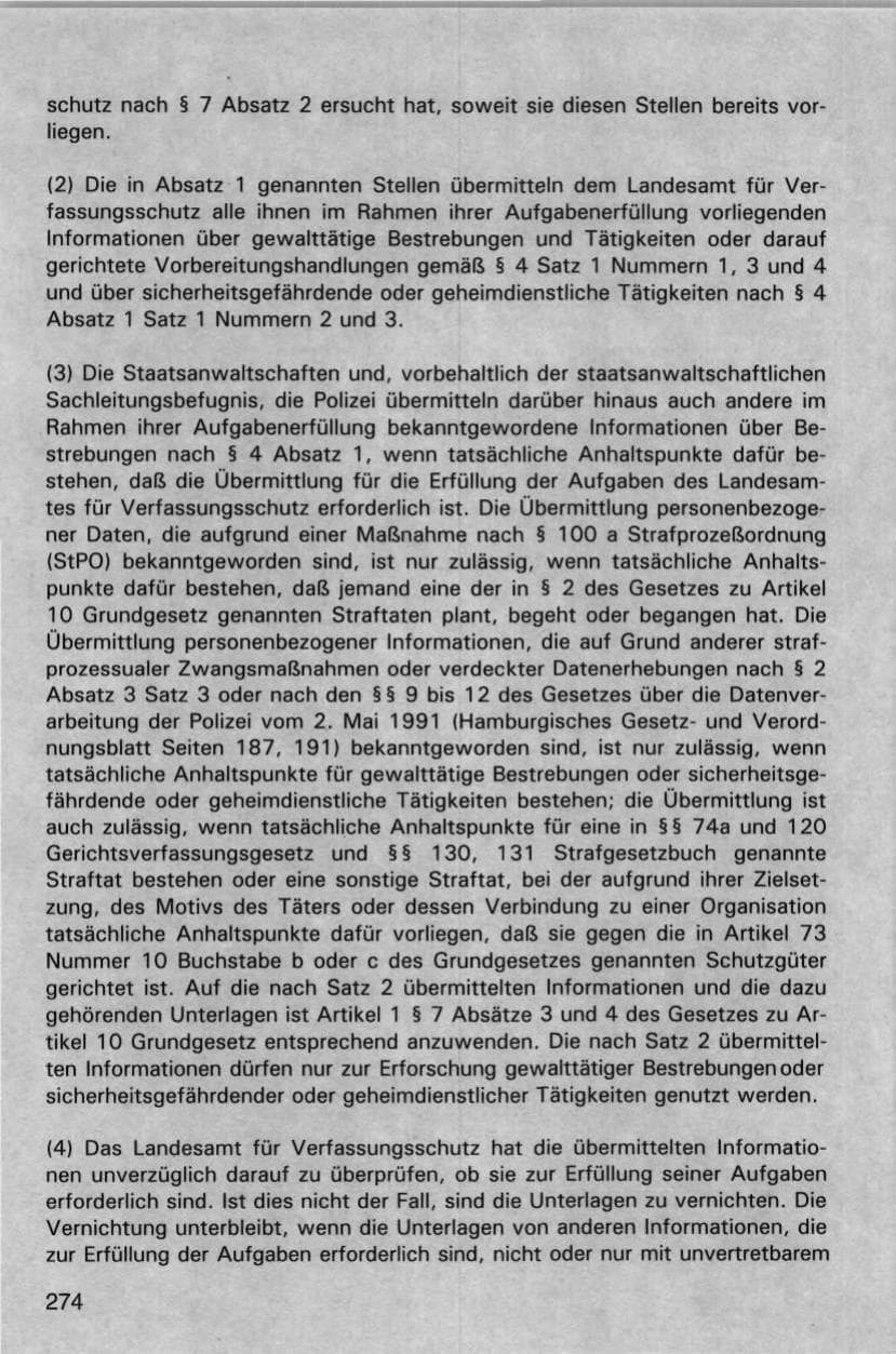 Seite 274 des Verfassungsschutzbericht 1998 Hamburg