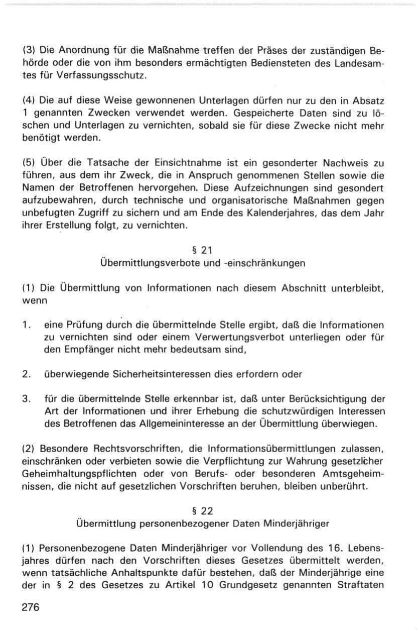 Seite 276 des Verfassungsschutzbericht 1998 Hamburg