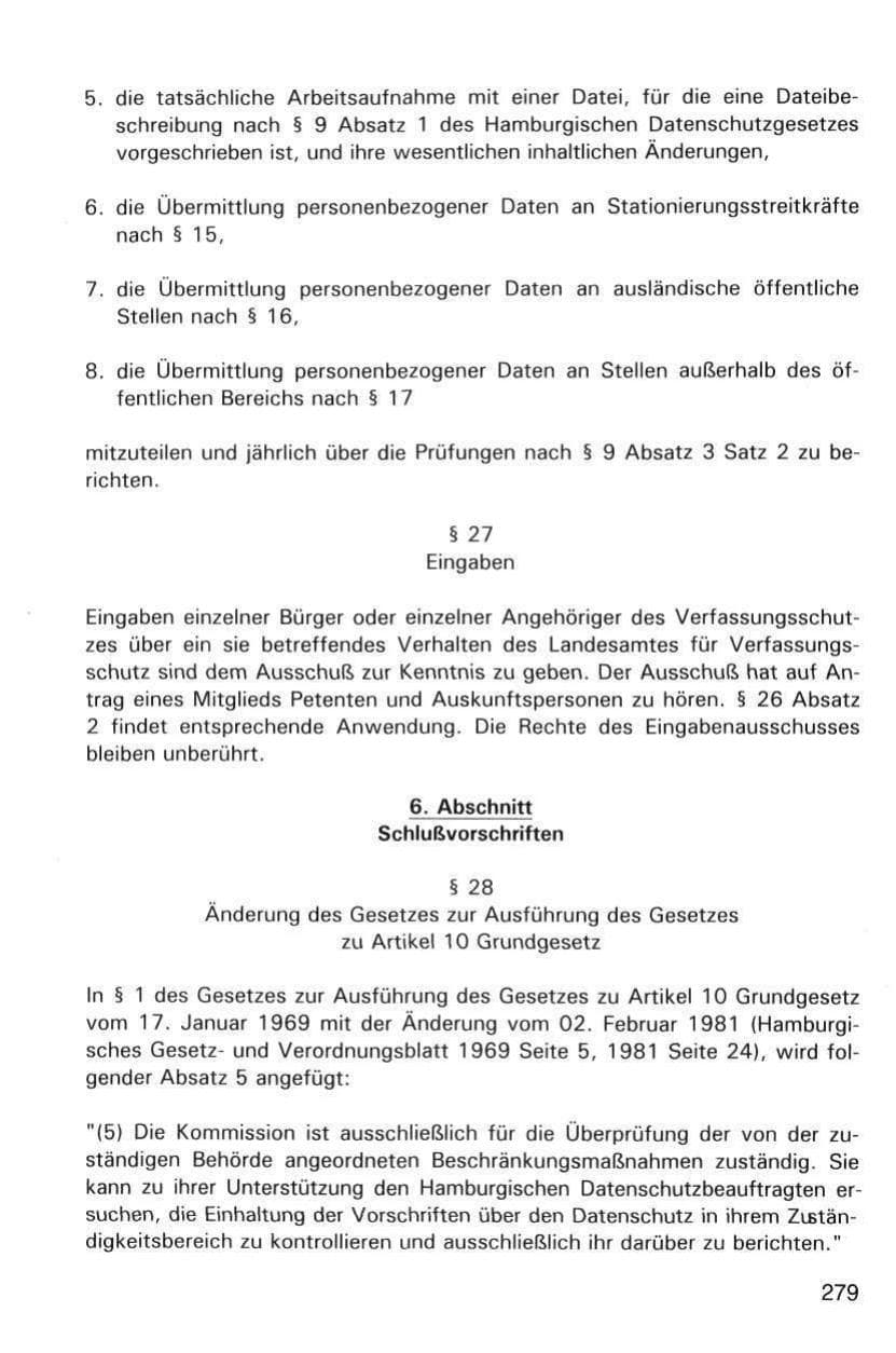 Seite 279 des Verfassungsschutzbericht 1998 Hamburg