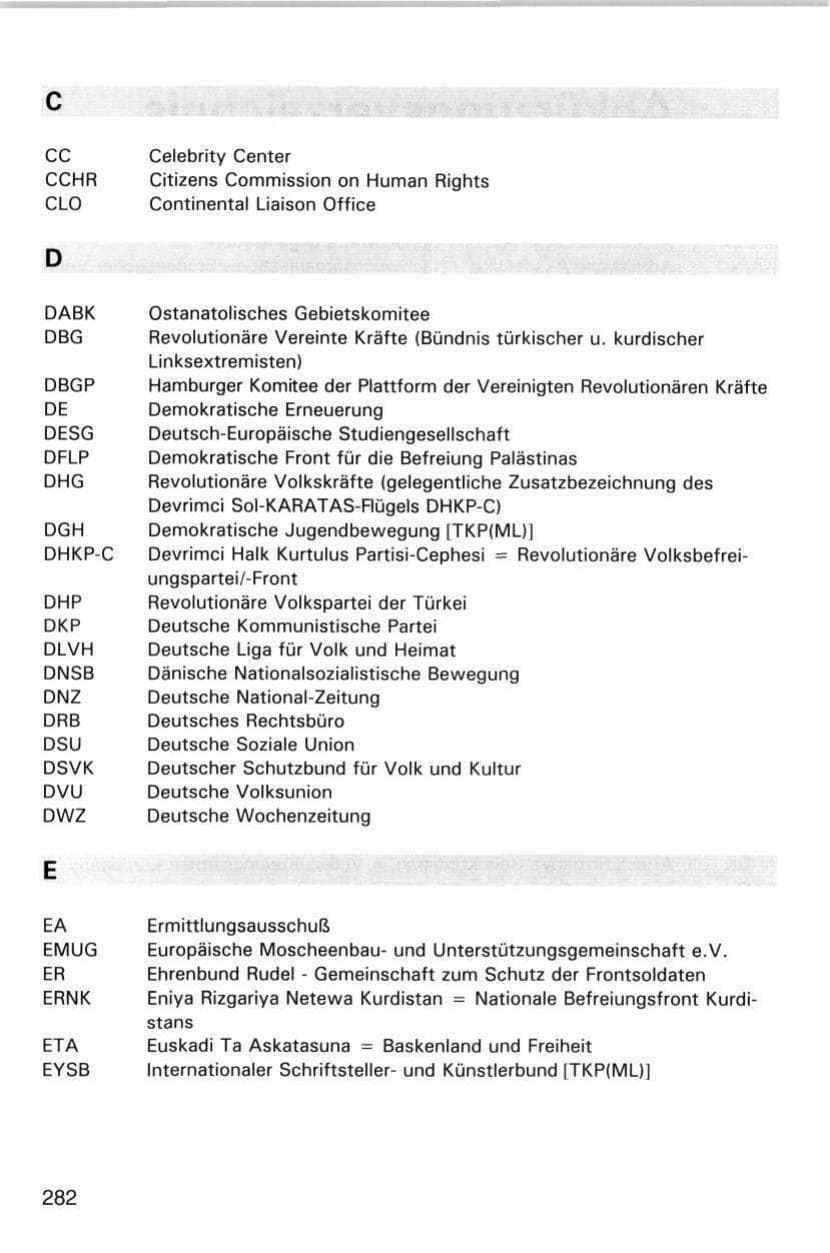 Seite 282 des Verfassungsschutzbericht 1998 Hamburg