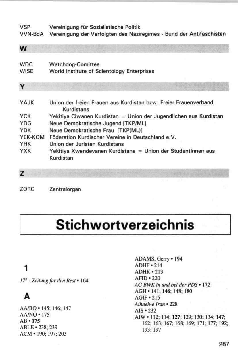Seite 287 des Verfassungsschutzbericht 1998 Hamburg