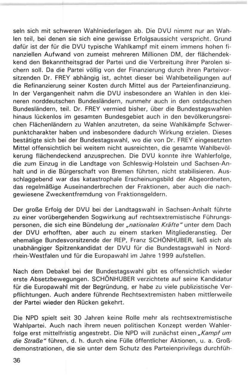 Seite 36 des Verfassungsschutzbericht 1998 Hamburg
