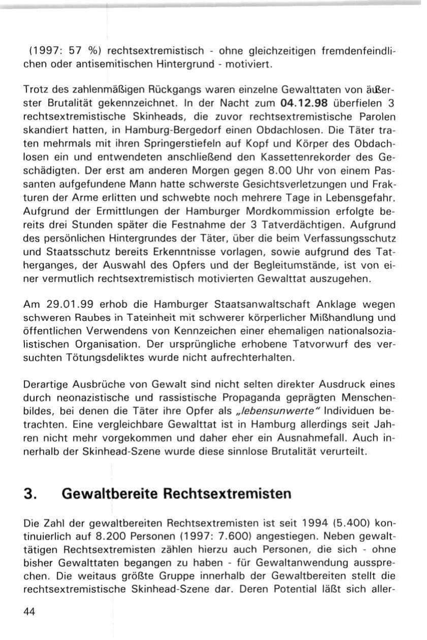 Seite 44 des Verfassungsschutzbericht 1998 Hamburg
