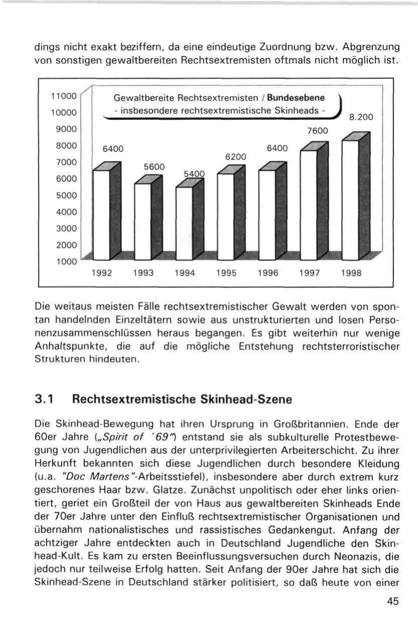 Seite 45 des Verfassungsschutzbericht 1998 Hamburg
