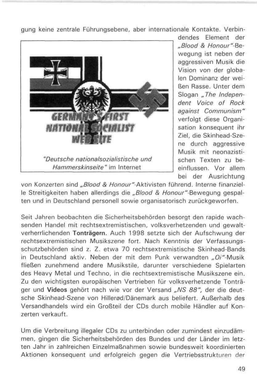 Seite 49 des Verfassungsschutzbericht 1998 Hamburg