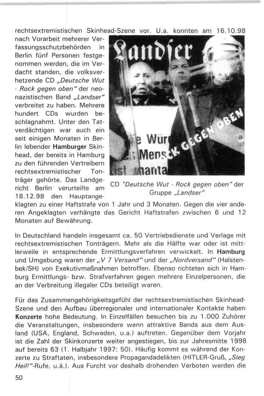 Seite 50 des Verfassungsschutzbericht 1998 Hamburg