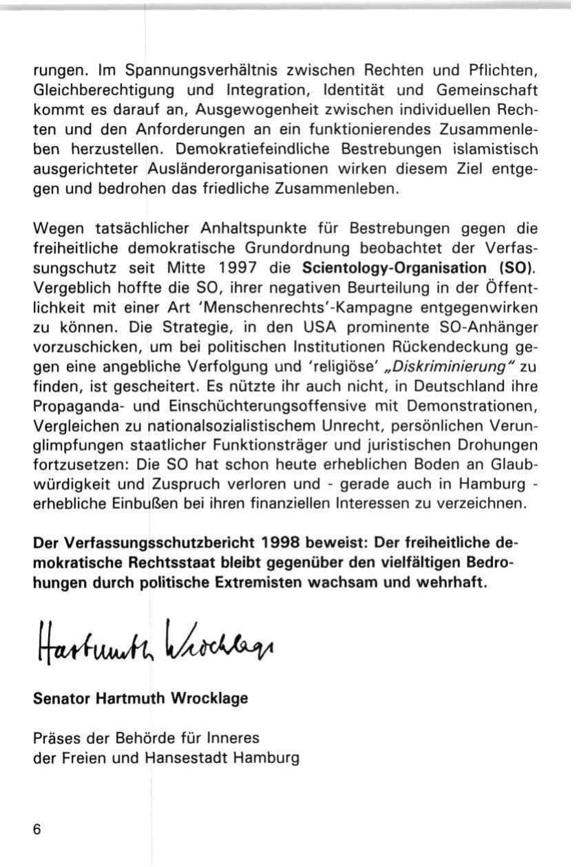 Seite 6 des Verfassungsschutzbericht 1998 Hamburg