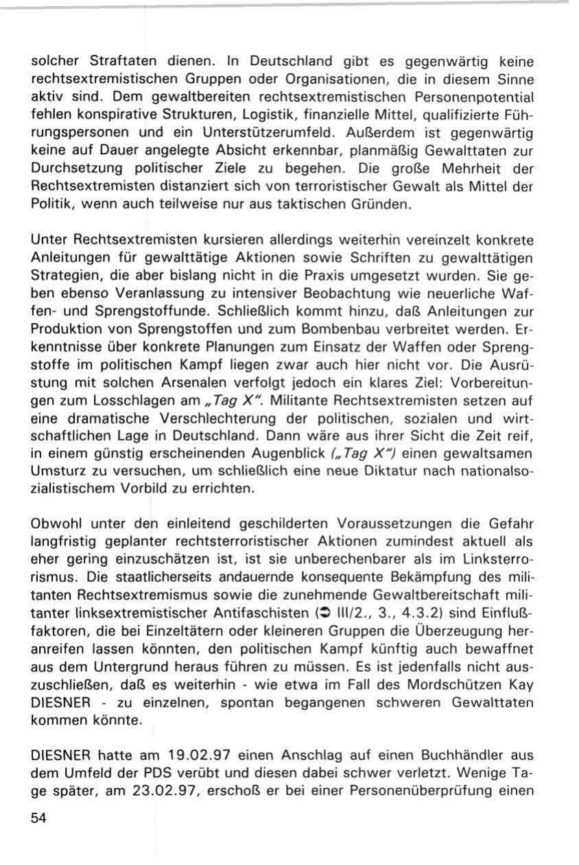 Seite 54 des Verfassungsschutzbericht 1998 Hamburg