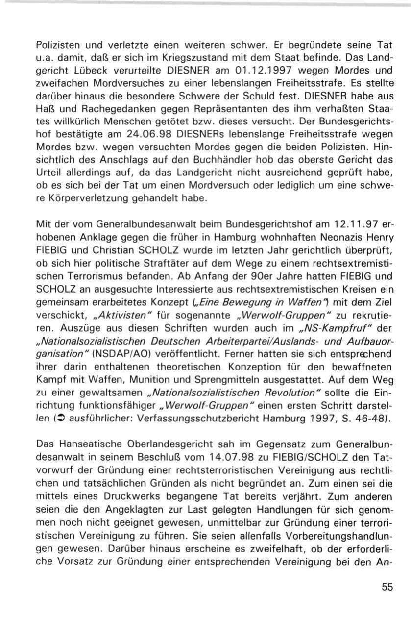 Seite 55 des Verfassungsschutzbericht 1998 Hamburg