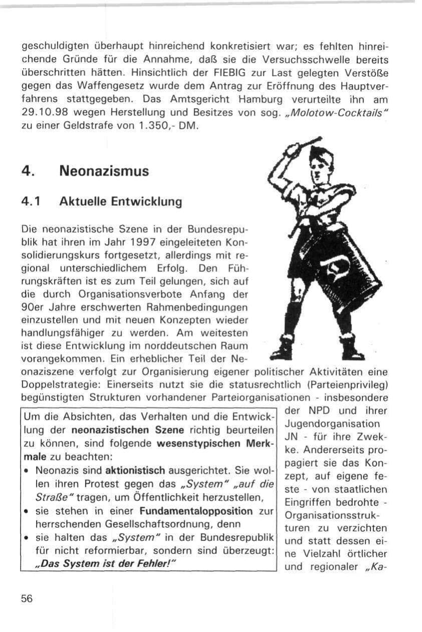 Seite 56 des Verfassungsschutzbericht 1998 Hamburg