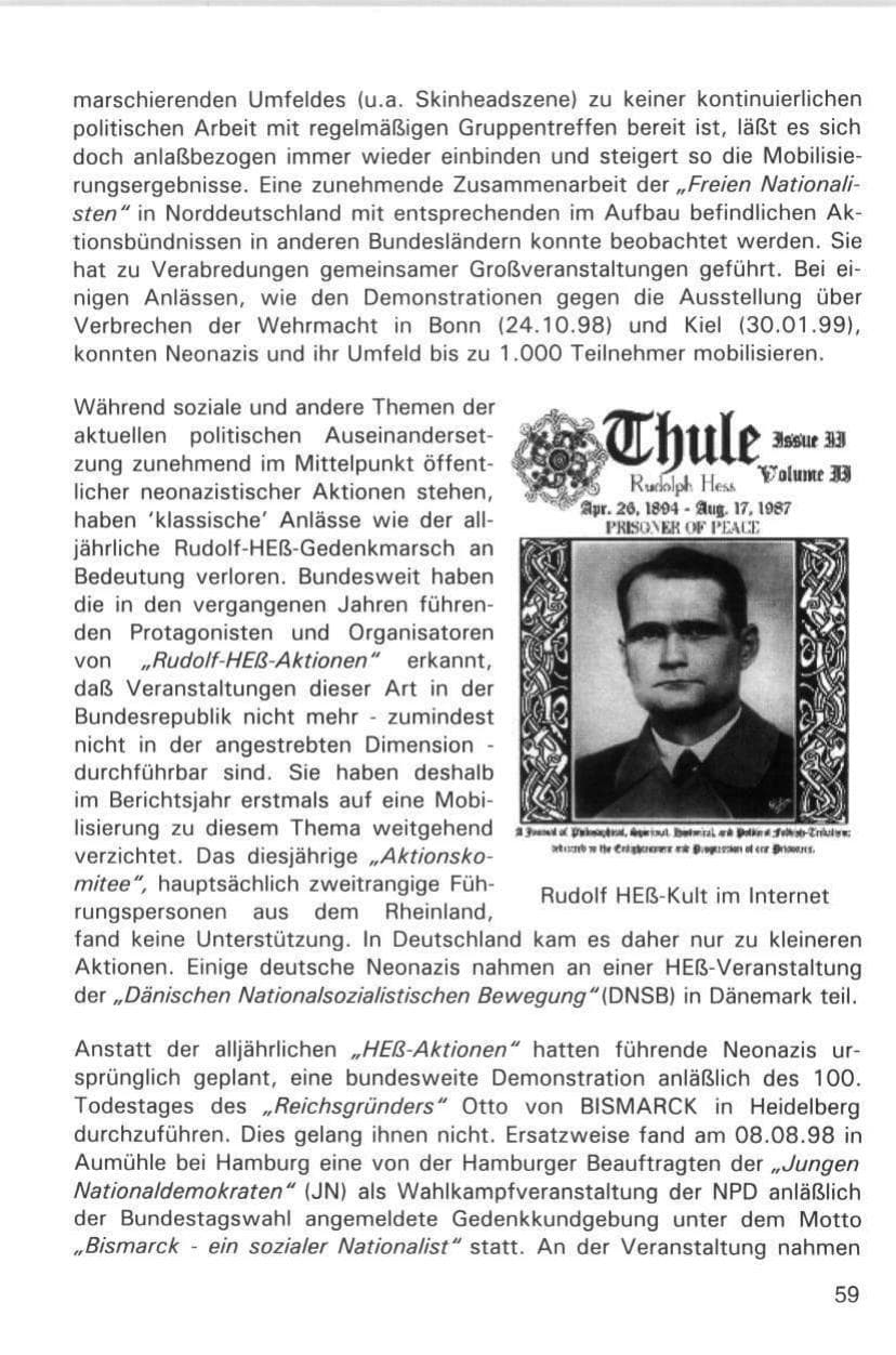 Seite 59 des Verfassungsschutzbericht 1998 Hamburg