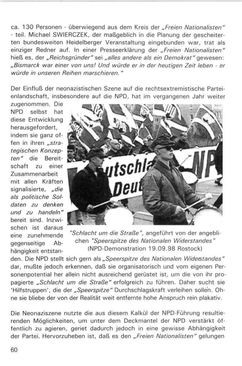 Seite 60 des Verfassungsschutzbericht 1998 Hamburg