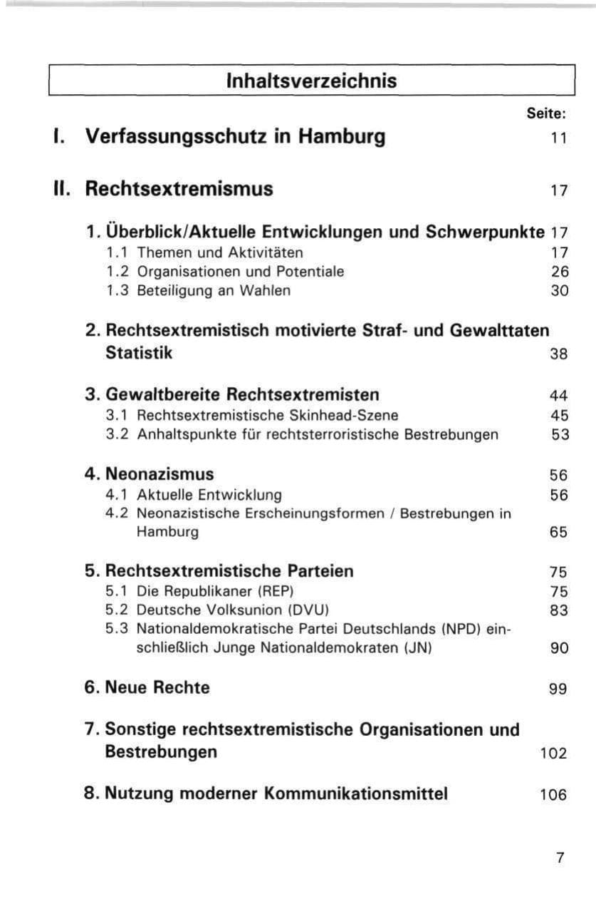 Seite 7 des Verfassungsschutzbericht 1998 Hamburg
