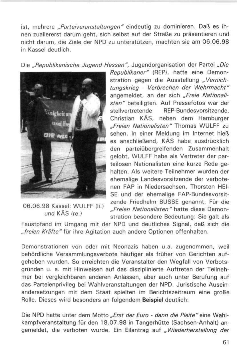 Seite 61 des Verfassungsschutzbericht 1998 Hamburg
