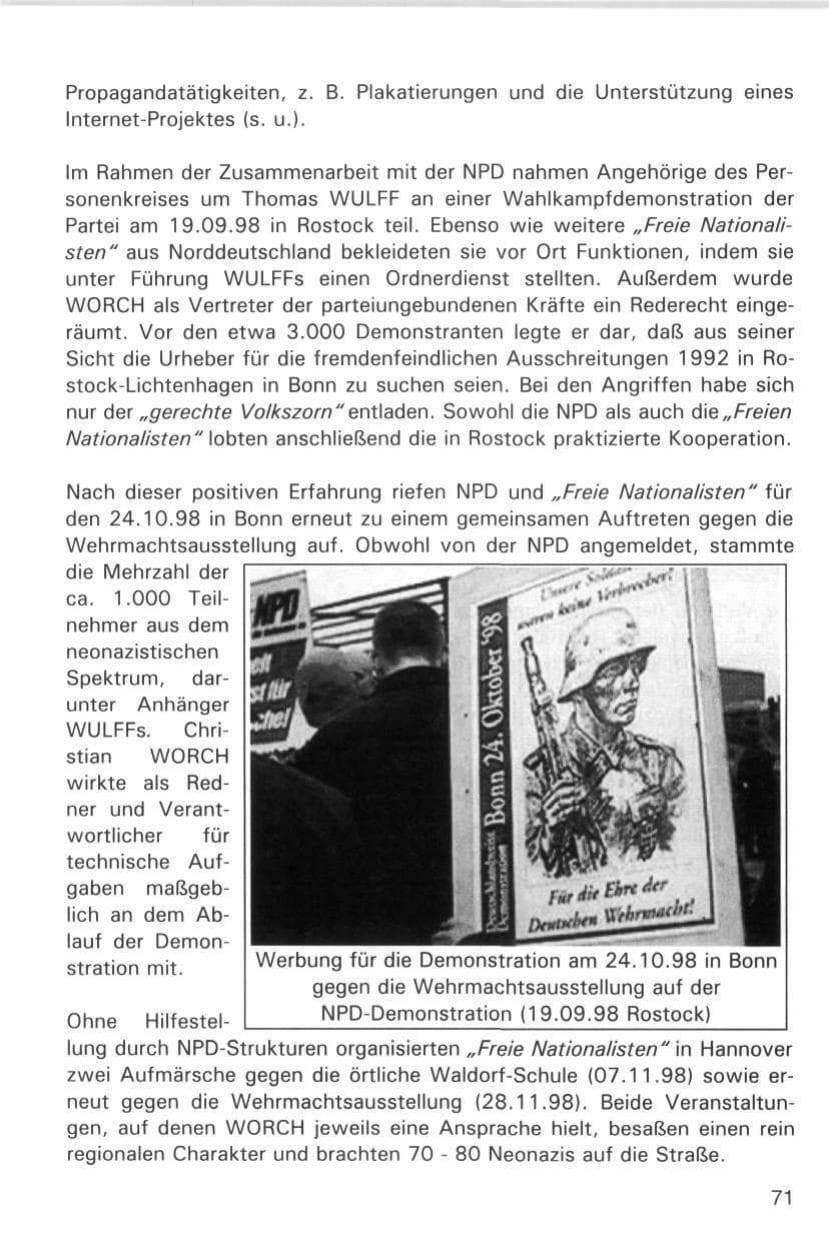 Seite 71 des Verfassungsschutzbericht 1998 Hamburg