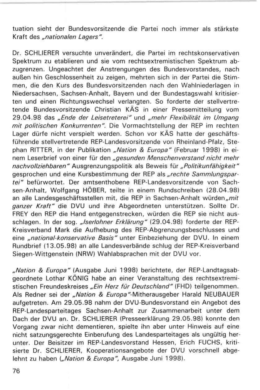 Seite 76 des Verfassungsschutzbericht 1998 Hamburg