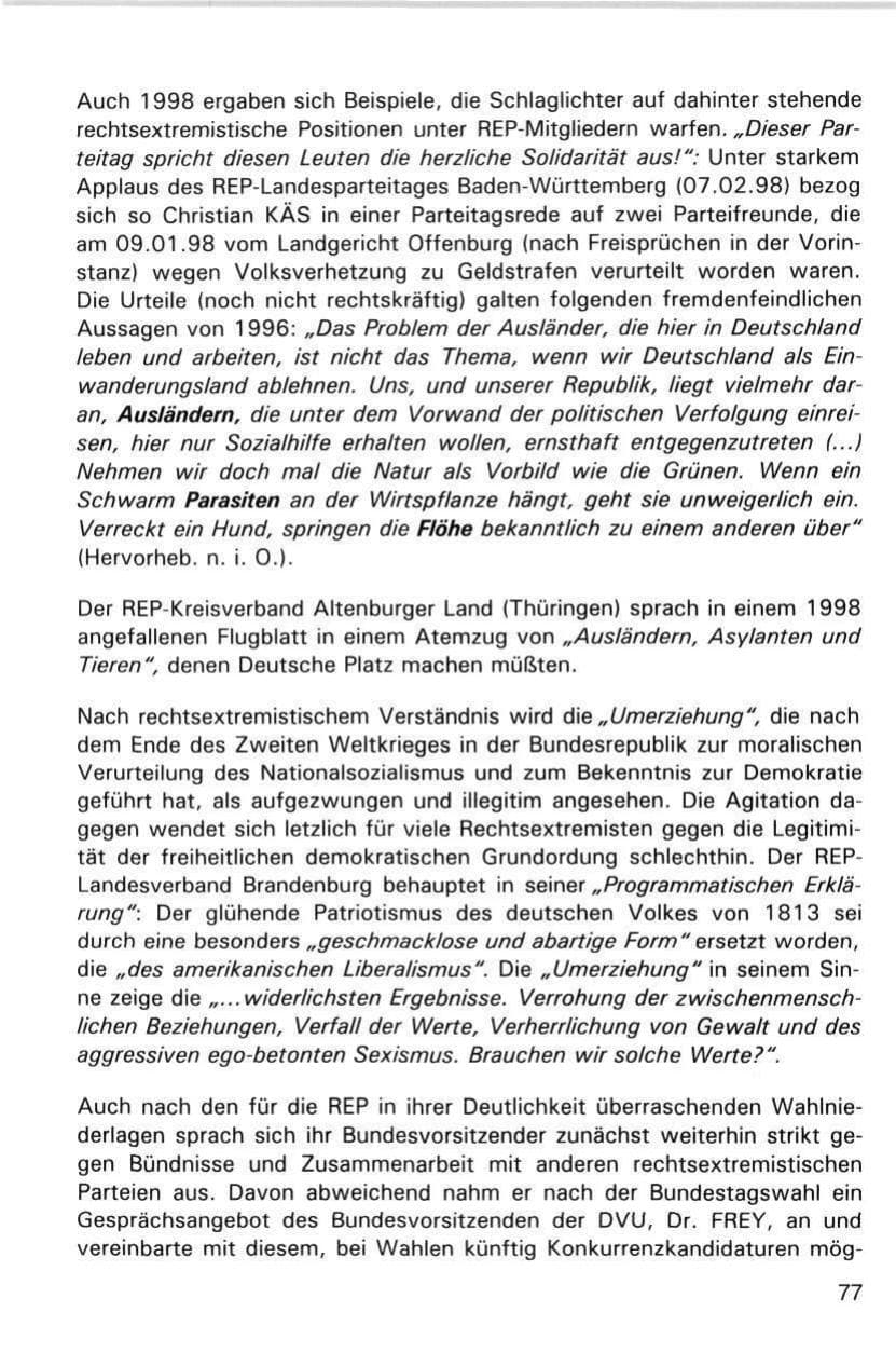 Seite 77 des Verfassungsschutzbericht 1998 Hamburg