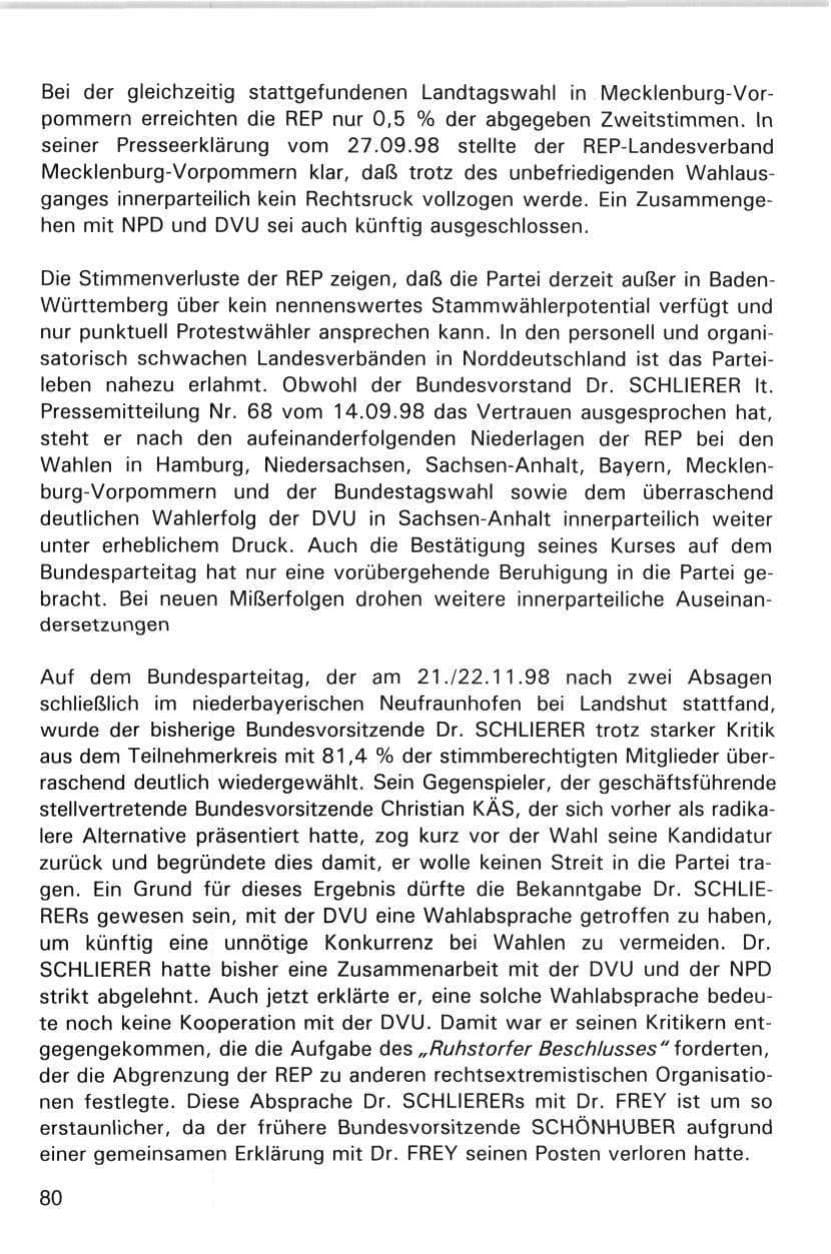 Seite 80 des Verfassungsschutzbericht 1998 Hamburg