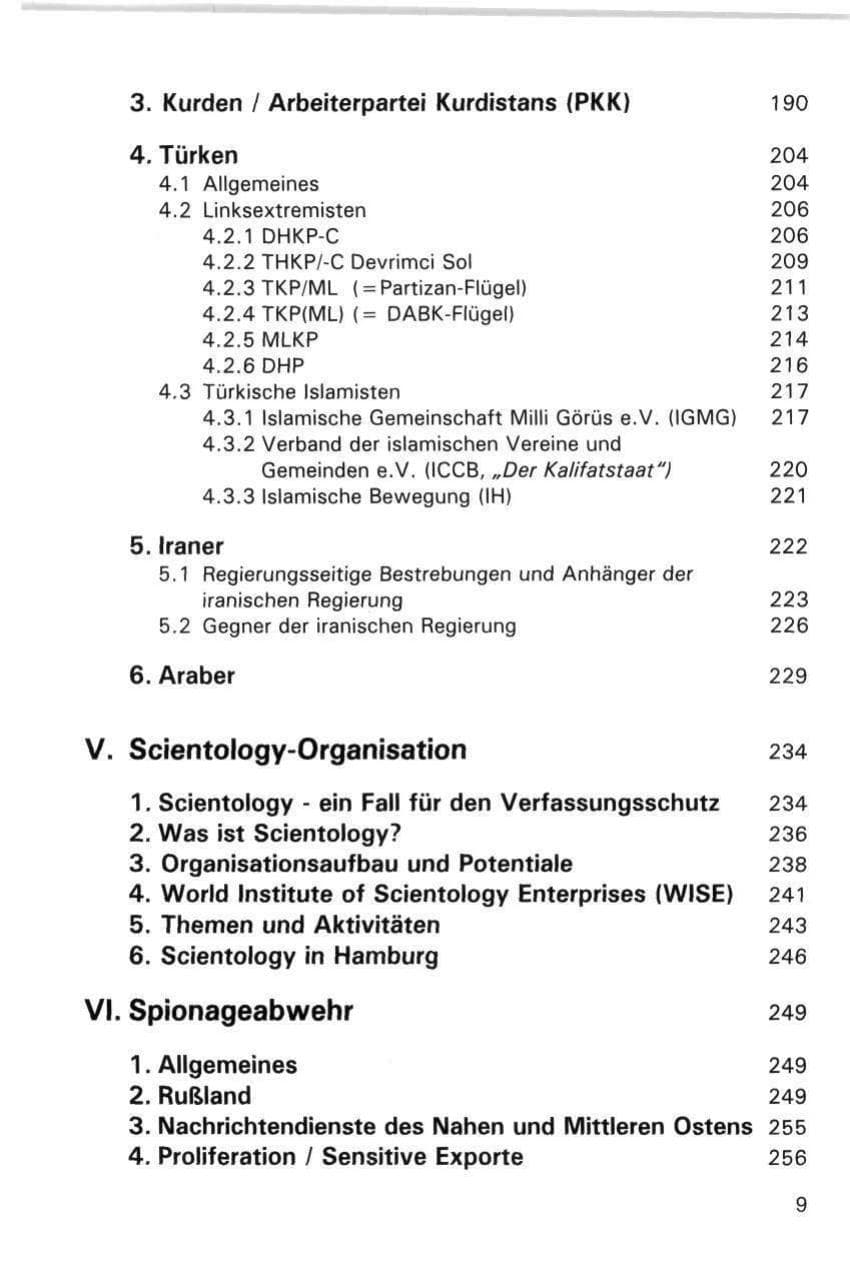 Seite 9 des Verfassungsschutzbericht 1998 Hamburg