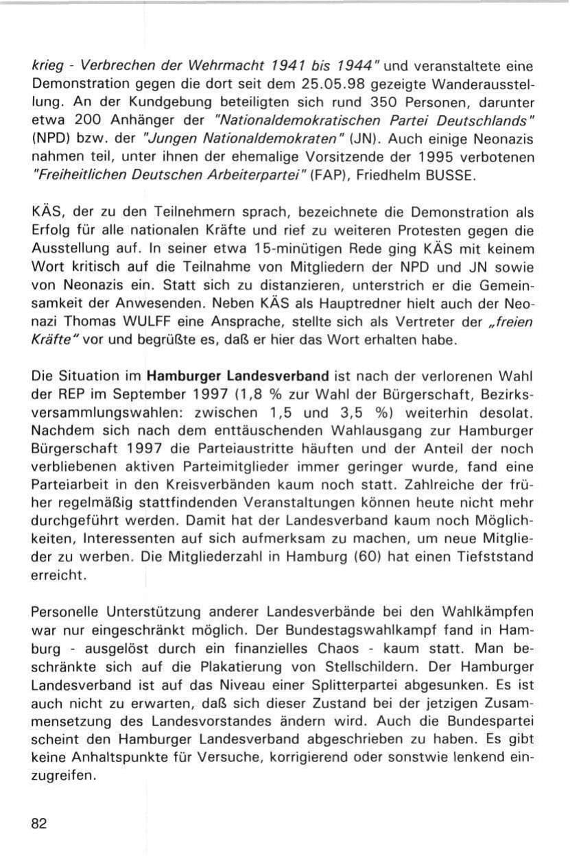 Seite 82 des Verfassungsschutzbericht 1998 Hamburg